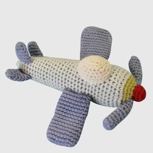 Eco-Friendly Airplane Hand Crocheted Rattle
